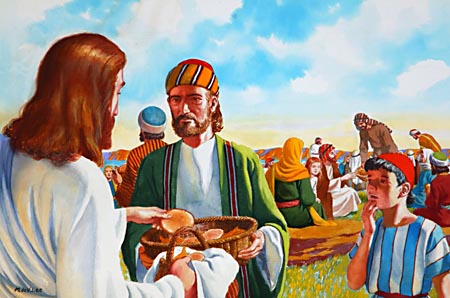 The food multiplied in Jesus' hands; and the hands of the disciples, reaching out to Christ Himself the Bread of Life, were never empty. The little store was sufficient for all.