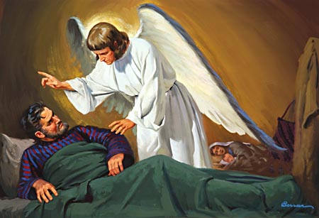 Joseph was warned by an angel to flee to Egypt.