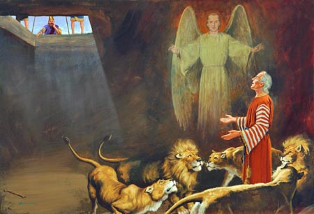 "My God hath sent his angel, and hath shut the lions' mouths, that they have not hurt me."